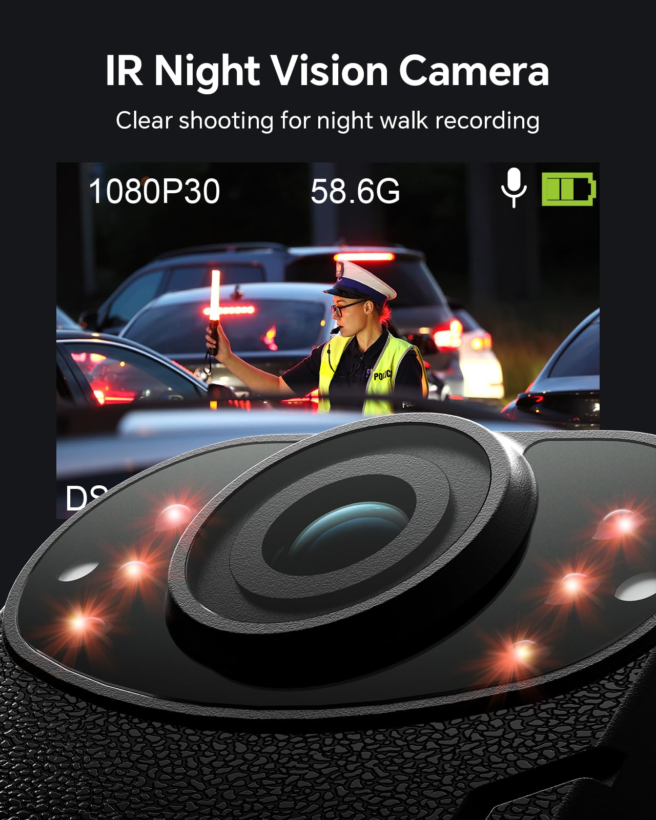 BOBLOV KJ21 Body Camera, 1296P Body Wearable Camera Support Memory Expand Max 256G, 8-10Hours Recording Police Body Cam Lightweight and Portable Easy to Operate Clear NightVision (KJ21 Only)