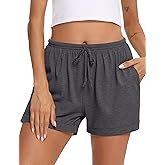 Frcdaunrs Cotton Pajama Shorts for Women Soft Sleep Shorts Casual Elastic Waist Pj Bottoms with Drawstring & Pockets