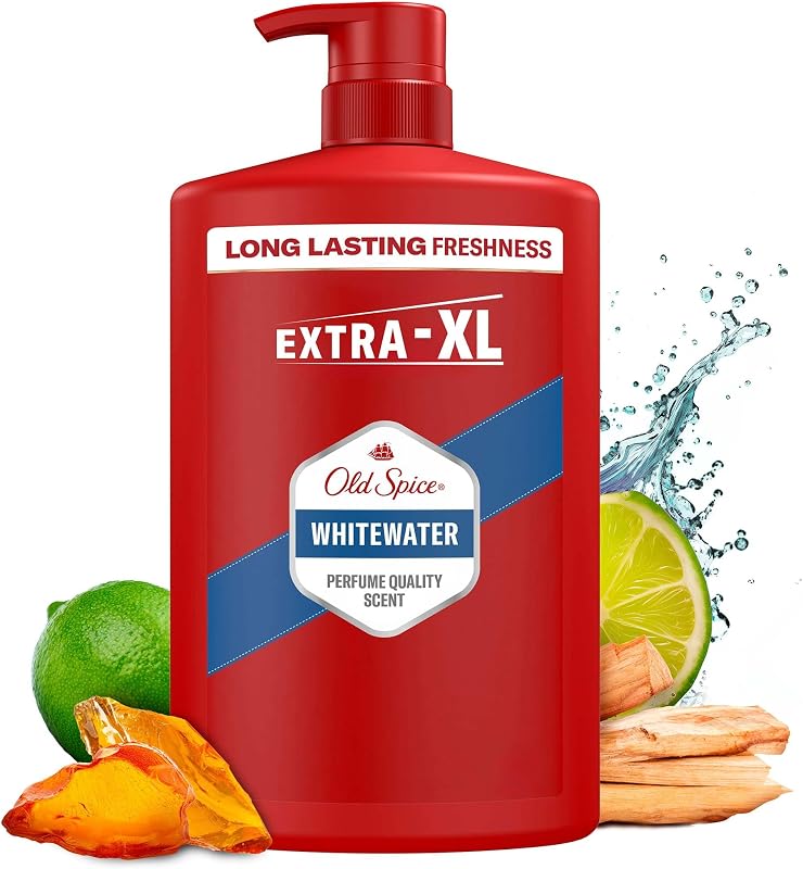 Whitewater 3 in 1 gel doccia e shampoo da uomo, 1 l, profumo fresco di lunga durata, qualità profumata, pulizia profonda per capelli e viso, sensazione delicata sulla pelle
