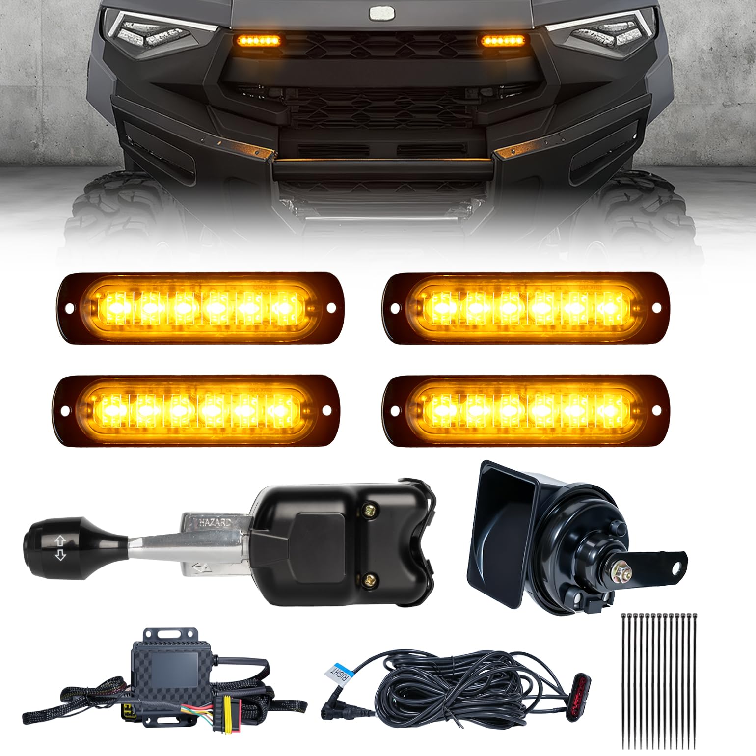 Photo 1 of BystralX UTV Turn Signal Kit with 110dB Horn, Plug and Play, Pre-Wired UTV ATV Blinker Kit with Lever Column Switch, Street Legal Turn Signals Kit Compatible with Polaris, Can-Am, Teryx, CFMOTO