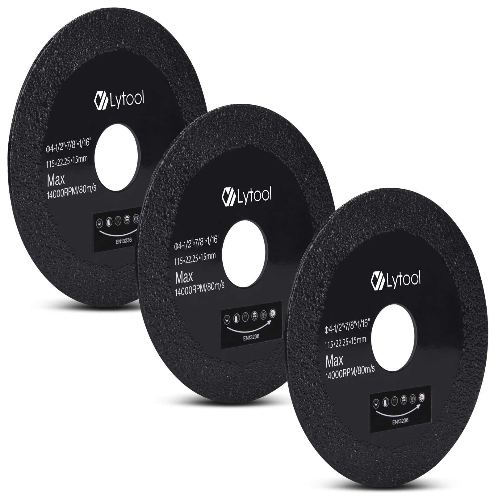 3Pcs Glass Cutting Disc, Lytool 115mm Extra Thin Saw Blade Diamond Cutting Discs for Glass, Porcelain Tiles, Marbles, Ceramics, Wine Bottle, Stones, for Angle Grinder