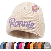 Feraurae Custom Name Baby Beanie for Girls Boys Personalized Gift Toddlers Hat for Kids Hand Embroidered Winter Knit Hat