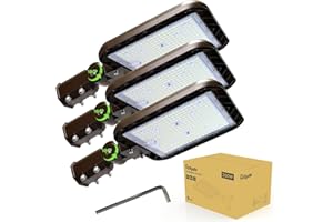 Glitgate LED Parking Lot Lights 200W, 30000LM Dusk to Dawn Photocell Street Light,Adjustable Slip Fitter Mount IP65 Waterproof Commercial Area Lighting for Parking Lot, Street, Roadway, 3 Pack