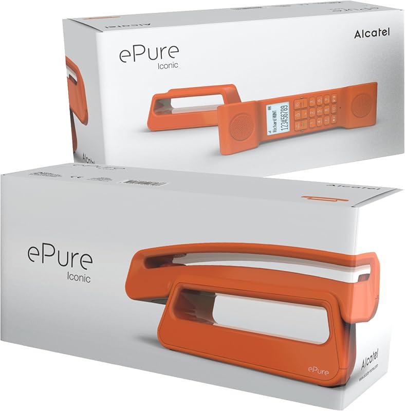 Epure Iconic - Teléfono Inalámbrico DECT - Diseño Vintage - Gran Pantalla Gráfica Altamente Legible - Manos Libres - Bloqueo de Llamadas - Naranja — foto 2 de 8