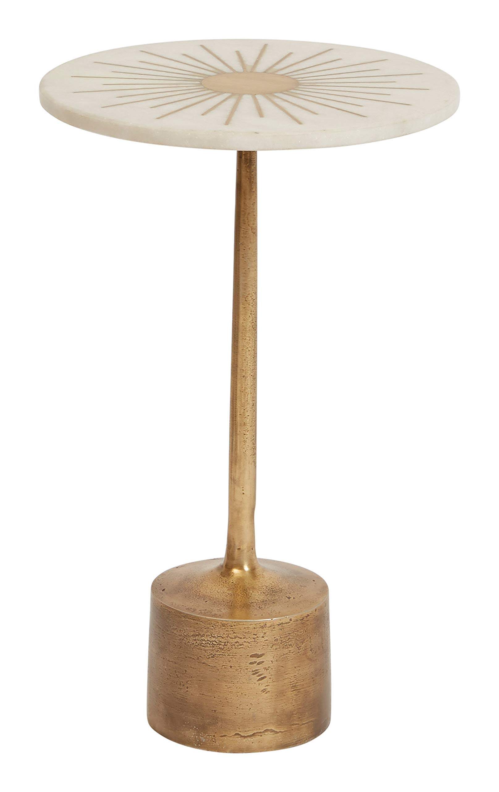 Photo 1 of 12" R Marble & Metal Sunburst Table with Pedestal Base