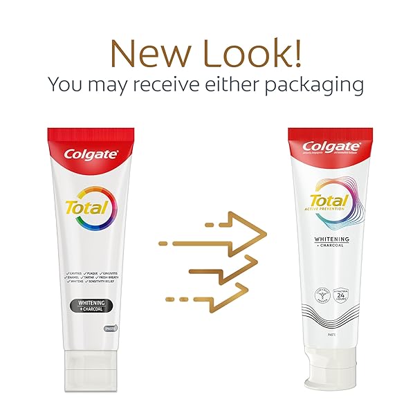 COLGATE TOTAL WHITENING + CHARCOAL TOOTHPASTE, MINT TOOTHPASTE, 5.1 OZ TUBE, 2 PACK
