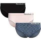 Reebok Womens Bikini Underwear - 3 Pack Soft Stretch Performance Tag Free Briefs Bikini Panties Seamless Underwear for Women