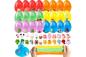ELLINJAN 24 Pack Easter Eggs Colorful Slime Toys, Easter Eggs Filled with Slime for Kids Boys Girls Toddlers Easter Basket Stuffers,Easter Eggs with Stress Relief Toys Inside for Kids Party Favors,Easter Gifts