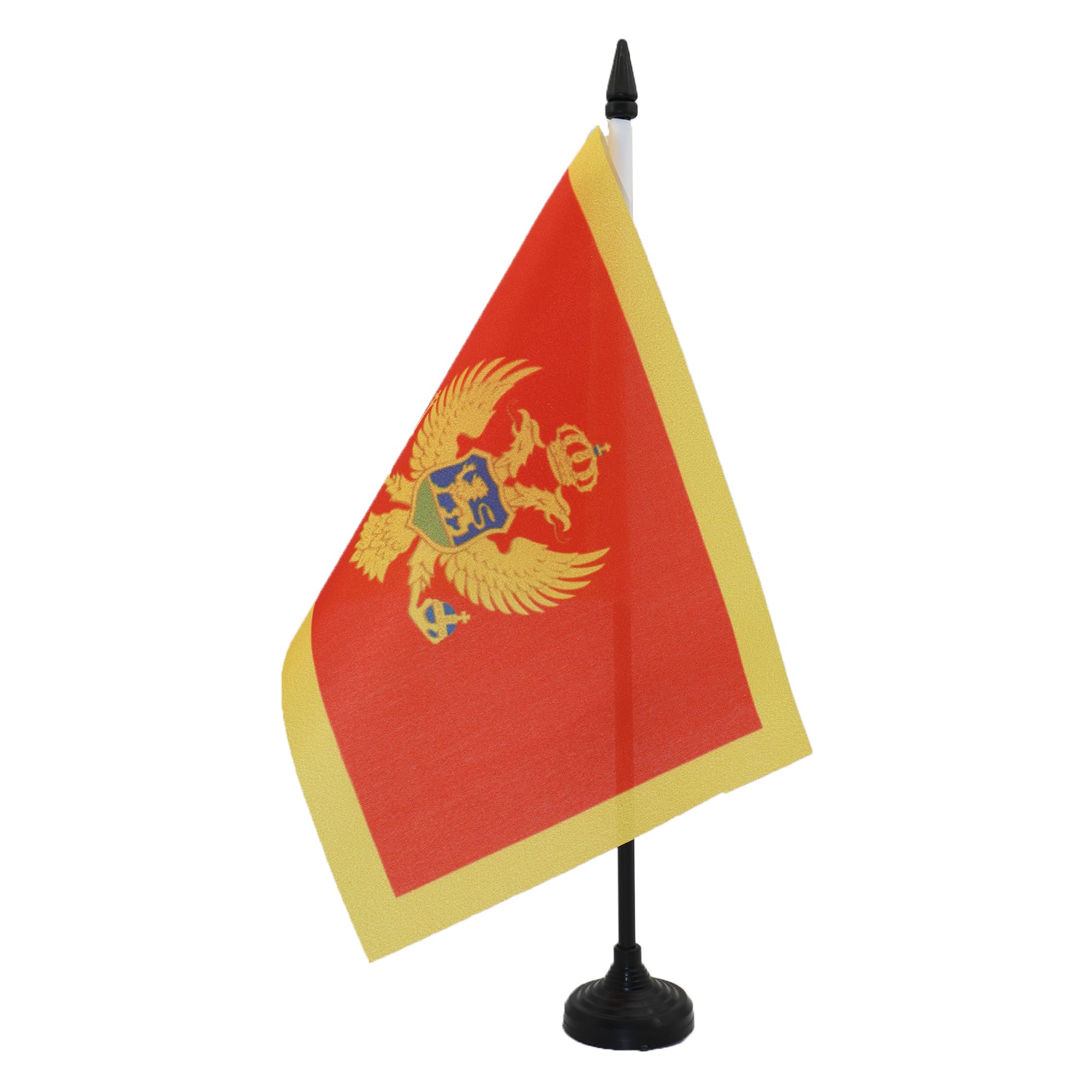 AZ FLAG Montenegro Table Flag 5'' x 8'' - Montenegrin Office Decoration 100% Polyester 21 x 14 cm - Mini Desk Flag with Pole and Black Plastic Base