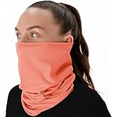 CheshKit Organic Cotton Breathable Summer Neck Gaiter for Men Women UV Protection - Face Scarf for Outdoor Activities (Living Coral, Medium, 2 Pack)