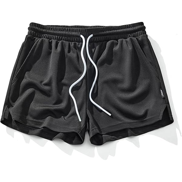 Hulpvktsgiq Men's Black Athletic Running Shorts with Side