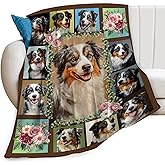 Lovira Australian Shepherd Throw Blanket Aussie Dog Print Blankets Gifts for Couch Sofa Bed Stuff Decor Lightweight Soft Cozy Fleece Plush Warm Flannel Bedding for Lover Men Women 40"x50"