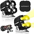 NOVSIGHT 4 Inch LED Pod Light, 25000LM 240W Off Road Spot Flood Light, IP68 Waterproof Ditch Lights, Yellow and White Fog Light Pods for Trucks ATV Utv SUV Boat, Pack of 2