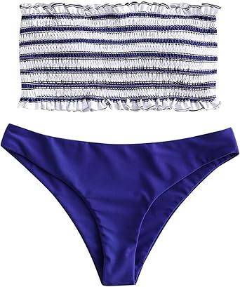 smocked strapless bikini