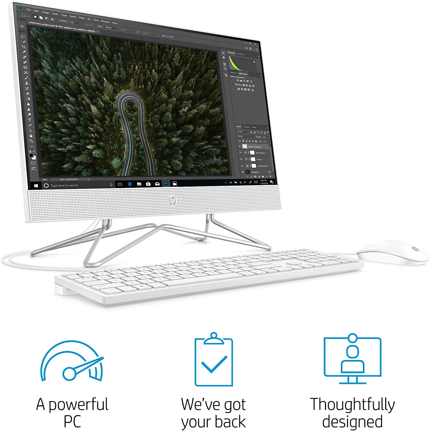 HP 2022 22-inch FHD All-in-One Desktop Computer - Dual-Core Intel Celeron J4025-16GB DDR4 RAM-512GB SSD - WiFi Bluetooth RJ45 LAN - Windows 11 Pro - Snow White w/ 32GB USB Drive