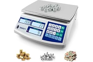 SASVY Counting Scale (66lb/30kg, 0.1g) lb/oz/kg/g Industrial Digital Inventory Scale with Battery for Small Parts, Coins, Pieces, Tickets