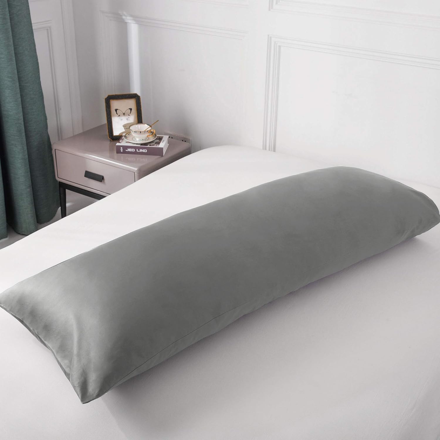 Leeden Body Pillow Cover, 100% Cotton , 800 Thread Count, Ultra Soft Breathable Silky Body Pillowcase for Adults Pregnant Women, Envelope Closure, 21"x 54" Long Pillow Case, Light Grey: Kitchen & Dining