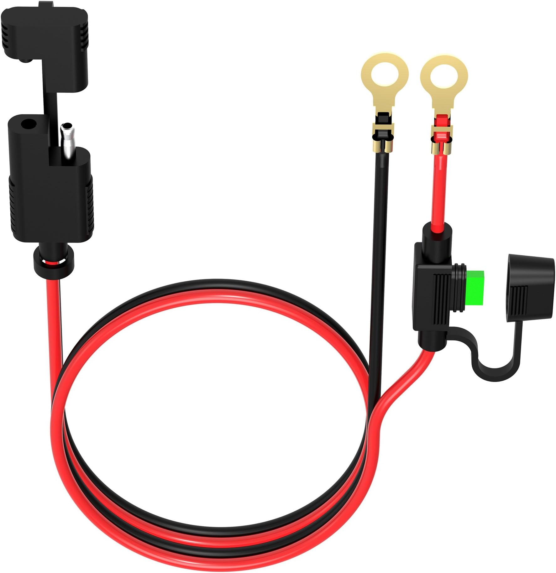 Chelink SAE to The O Ring Connectors Harness, 2 Pin Lug Cable with Ring Terminal Battery Charger Quick Connect/Disconnect, SAE Extension Cord For Motorcycle, 10A Fuse