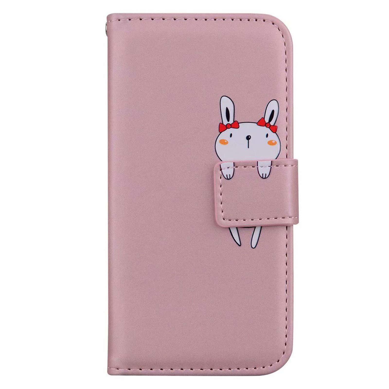 Aisenth Flip Case for Samsung Galaxy S20 FE 5G Case with Card Holder - Slim Shockproof PU Leather Stand Magnetic Wallet Case for Women Protective Cover with Cute Cartoon Animal Bunny Pattern, Pink