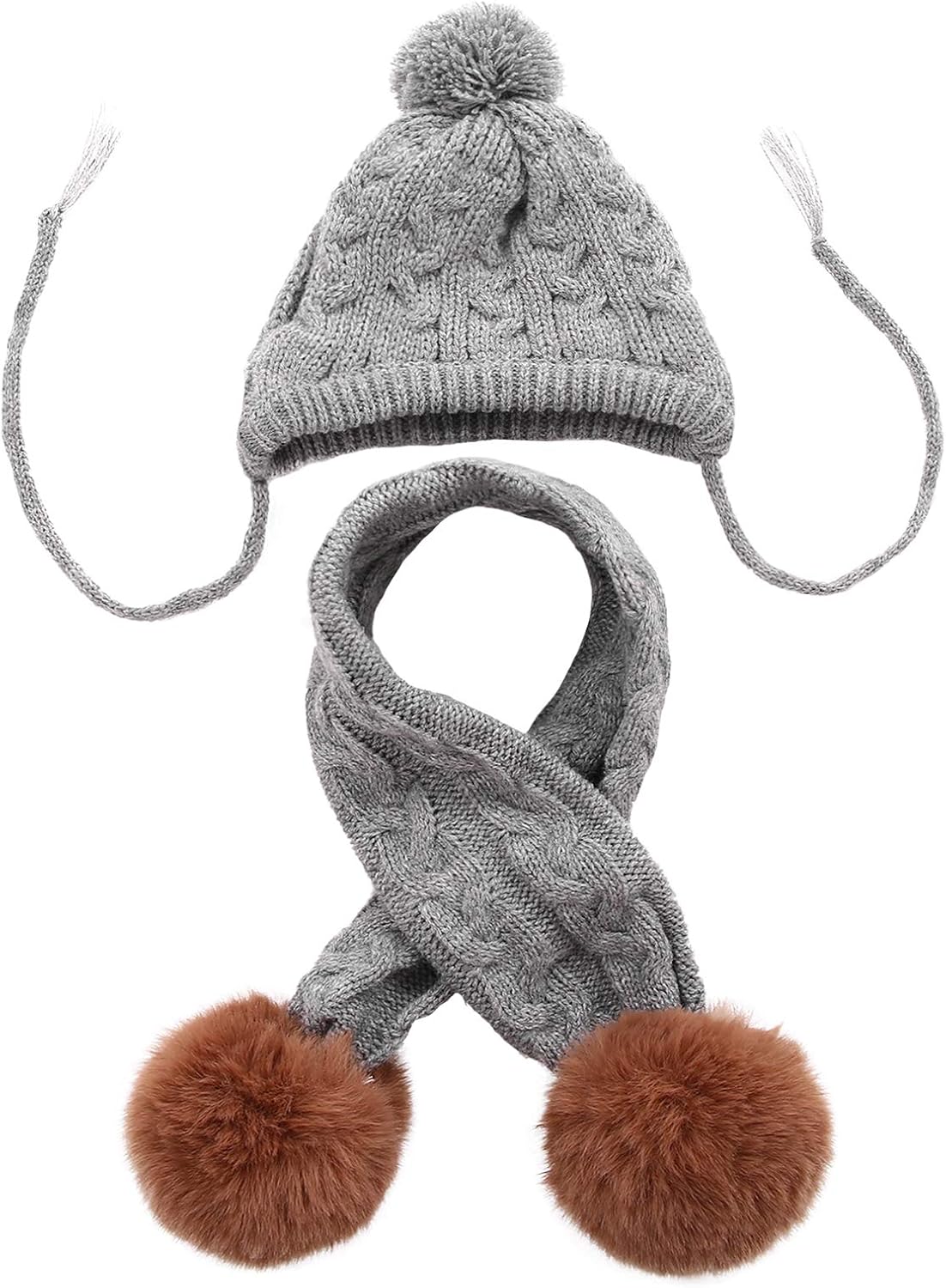Kuoser Dog Hat & Scarf Set, Dog Knitted Hat Pet Christmas Winter Warm