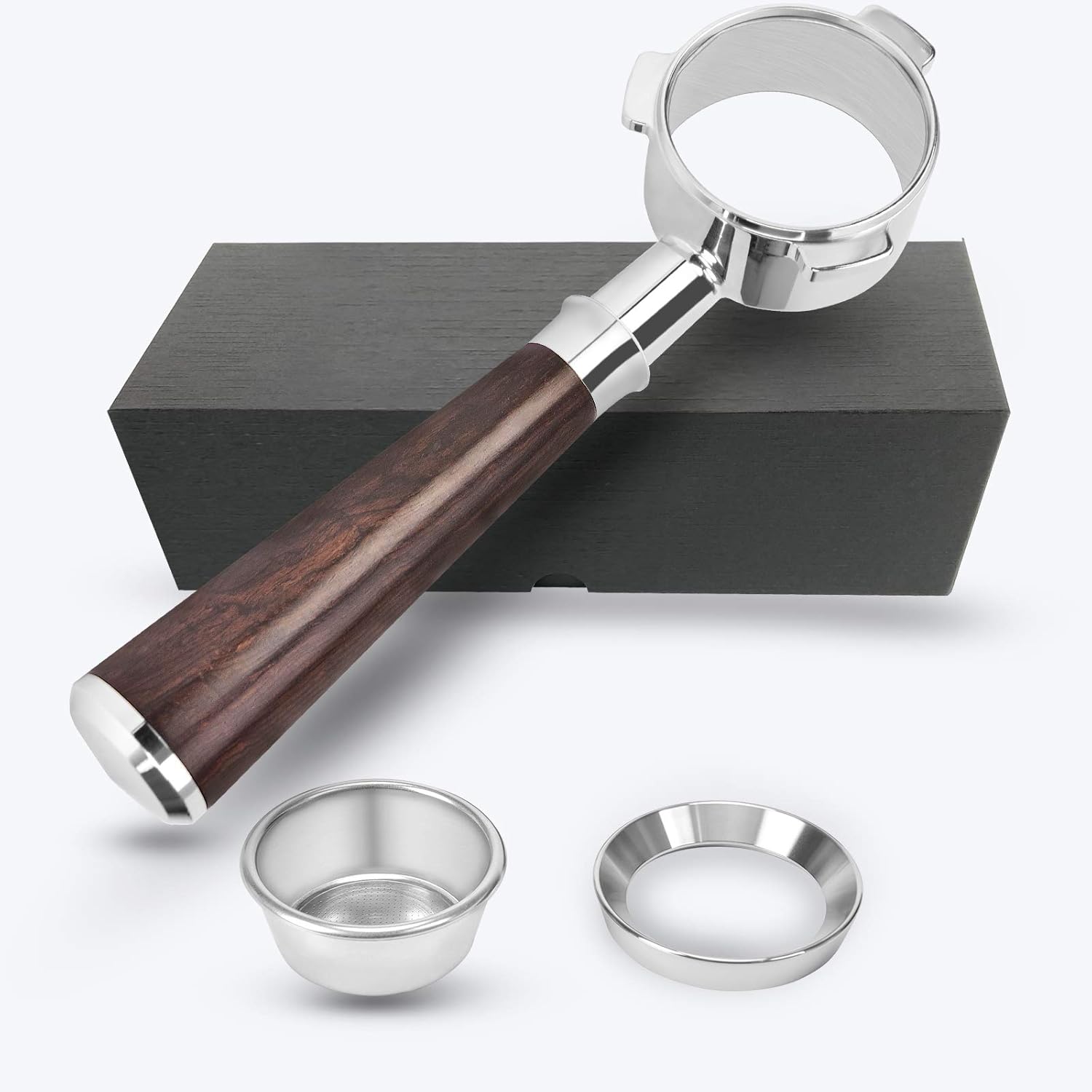 Amazon Com 54mm Coffee Bottomless Portafilter Compatible For Breville 870 878 0 Filter Basket Stainless Steel Espresso Machine Tool 54mm Handle And With Gifts Ox Included Ebony Kitchen Dining
