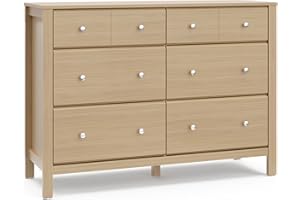 Storkcraft Horizon 6 Drawer Dresser (Driftwood) – GREENGUARD Gold Certified Dresser for Nursery & Kids’ Room, Modern Storage with Interlocking Drawer System