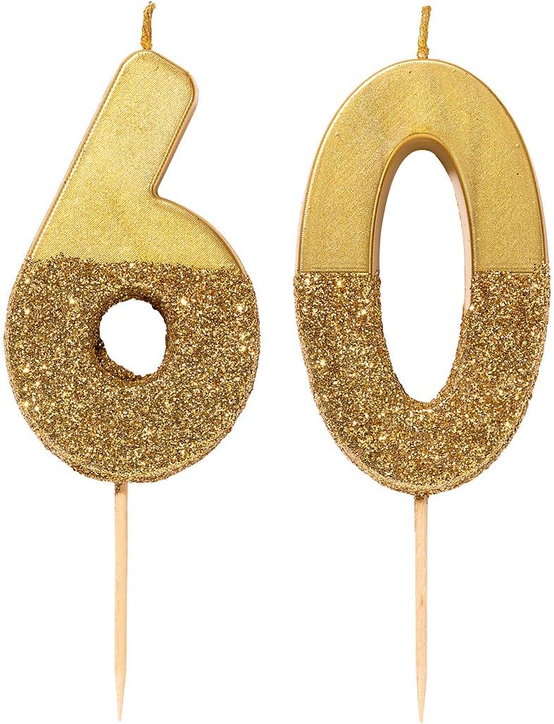 TalkingTables6 Birthday CandleCake TopperSingleGold Glitter, Height 8cm, 3" - Image 4