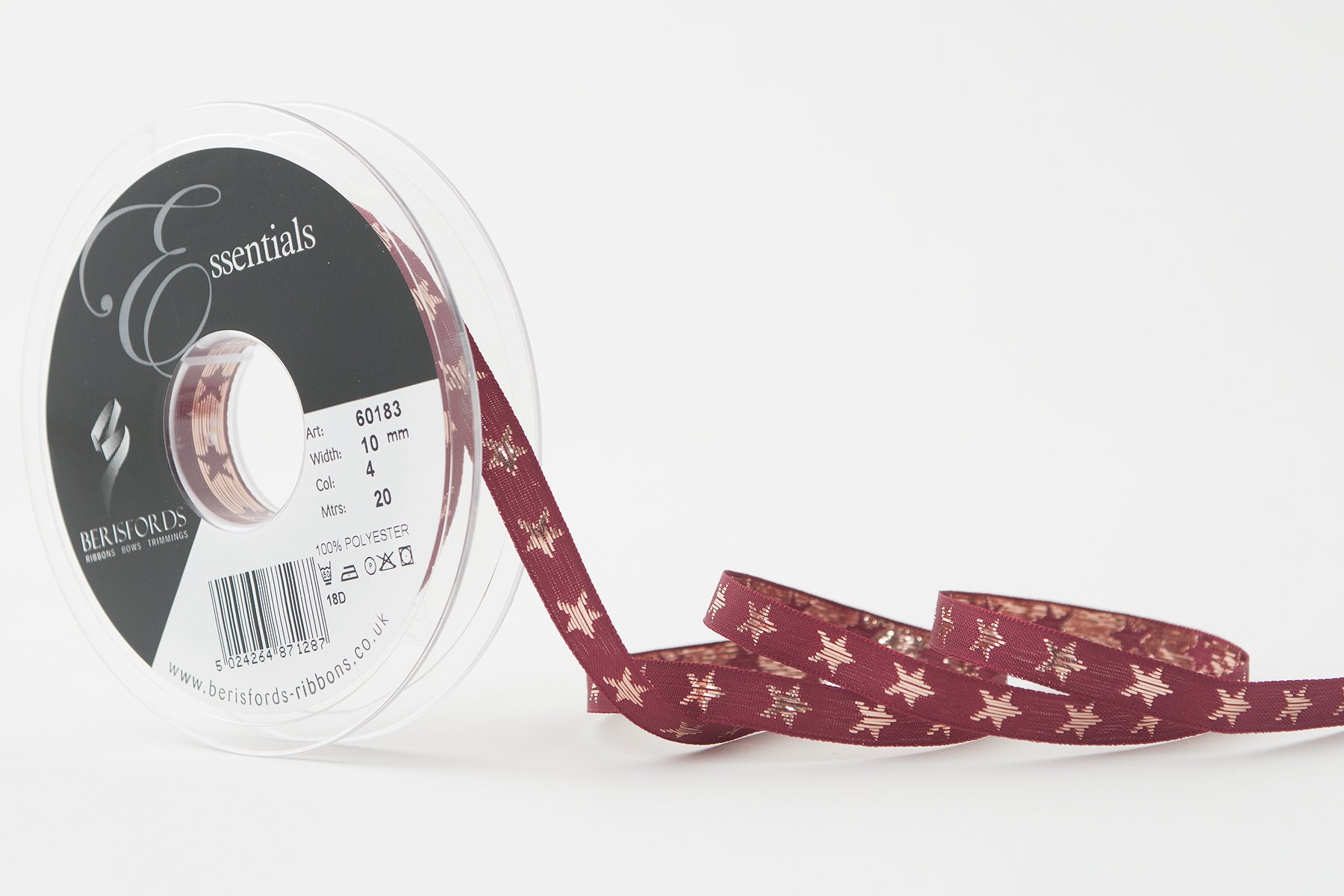 Berisfords Ribbon, Bordeaux/Rose Gold, 10 mm