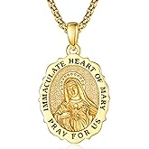 TANGPOET Saint Medal Pendant Necklace for Women Men 925 Sterling Silver 24K Gold Plated Patron Religious Christian Protection Amulet Jewelry Gifts for Birthday Mothers Fathers Day Christmas