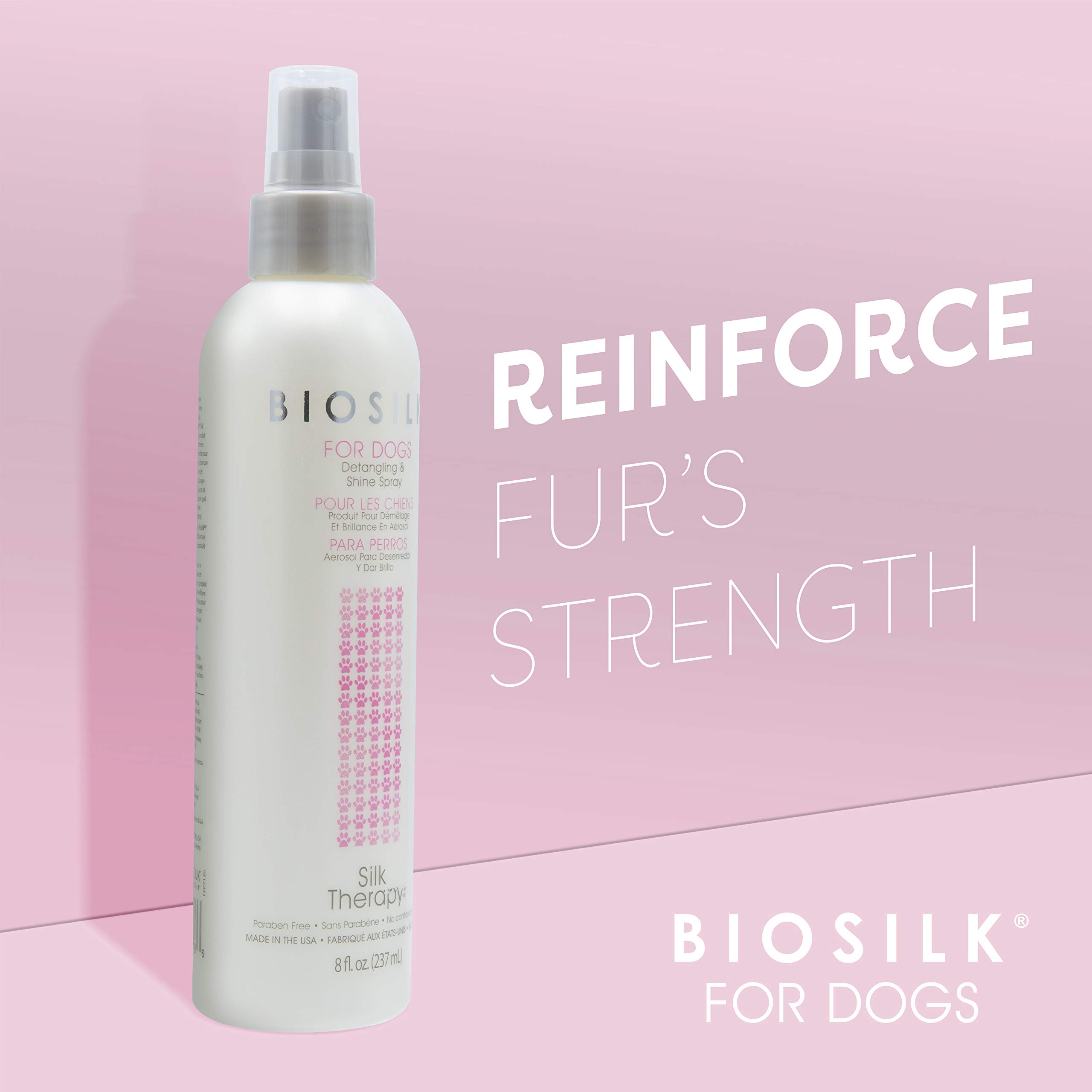 BioSilk for Dogs Silk Therapy Detangling Plus Shine Mist for Dogs