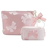 LYDZTION 2Pcs Canvas Makeup Bag Bow makeup bag for