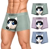 Men's Modal Boxer Briefs, 3 Pack, Front Opening Pouch, Husky Print | 93% Modal + 7% Spandex | 3-Pack | Front Opening | Roomy 3D Pouch | Husky Print