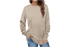FARTEY Casual Crewneck Sweatshirts for Women Long Sleeve Loose Fit Pollover Comfy Fleece Warm Fall Fashion Tops Outfits
