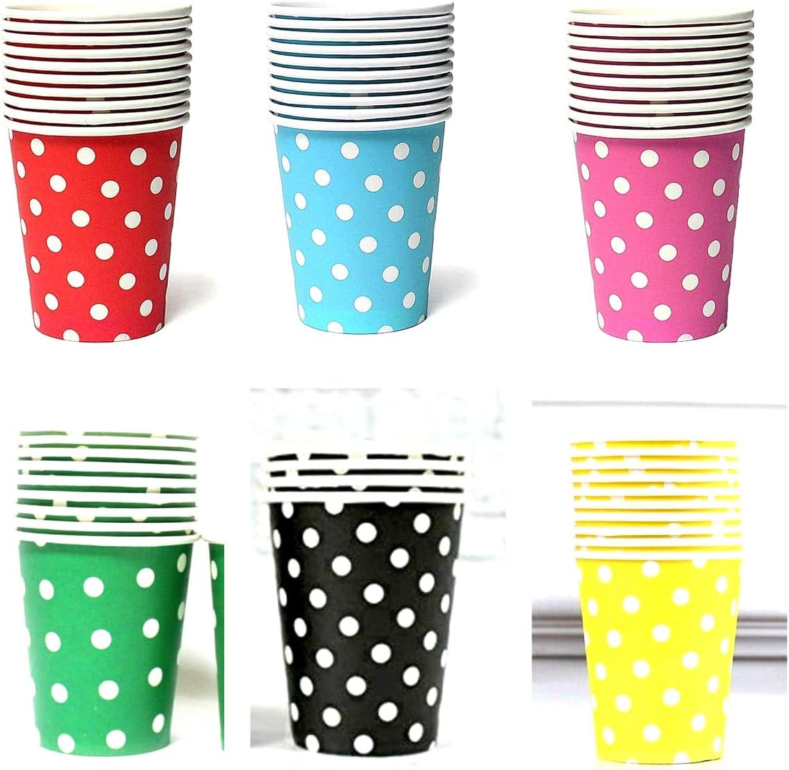 Shopkooky Disposable Multi Color Paper Cups (10) Set for Perfect Themed Party, Children Birthday Party or First, Baby Shower (Cup Set Multi)