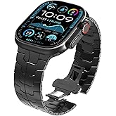 WINGLE Titanium Band for Apple Watch Ultra 3/2/1 Band 49mm Series 11 10 46mm 45mm 44mm 42mm SE 3/2/1 Series 9 8 7 6 5 4 3 Men Lightweight Rugged Classy Titanium Apple Ultra Watch Strap,24mm Wide Black