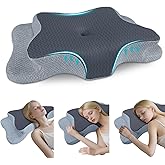 CHxxy Cervical Pillow for Neck Pain Relief, Memory Foam Pillows, Ergonomic Contour Bed Pillow, Soft for Side Sleep Stomach Sleeping and Back Sleepers