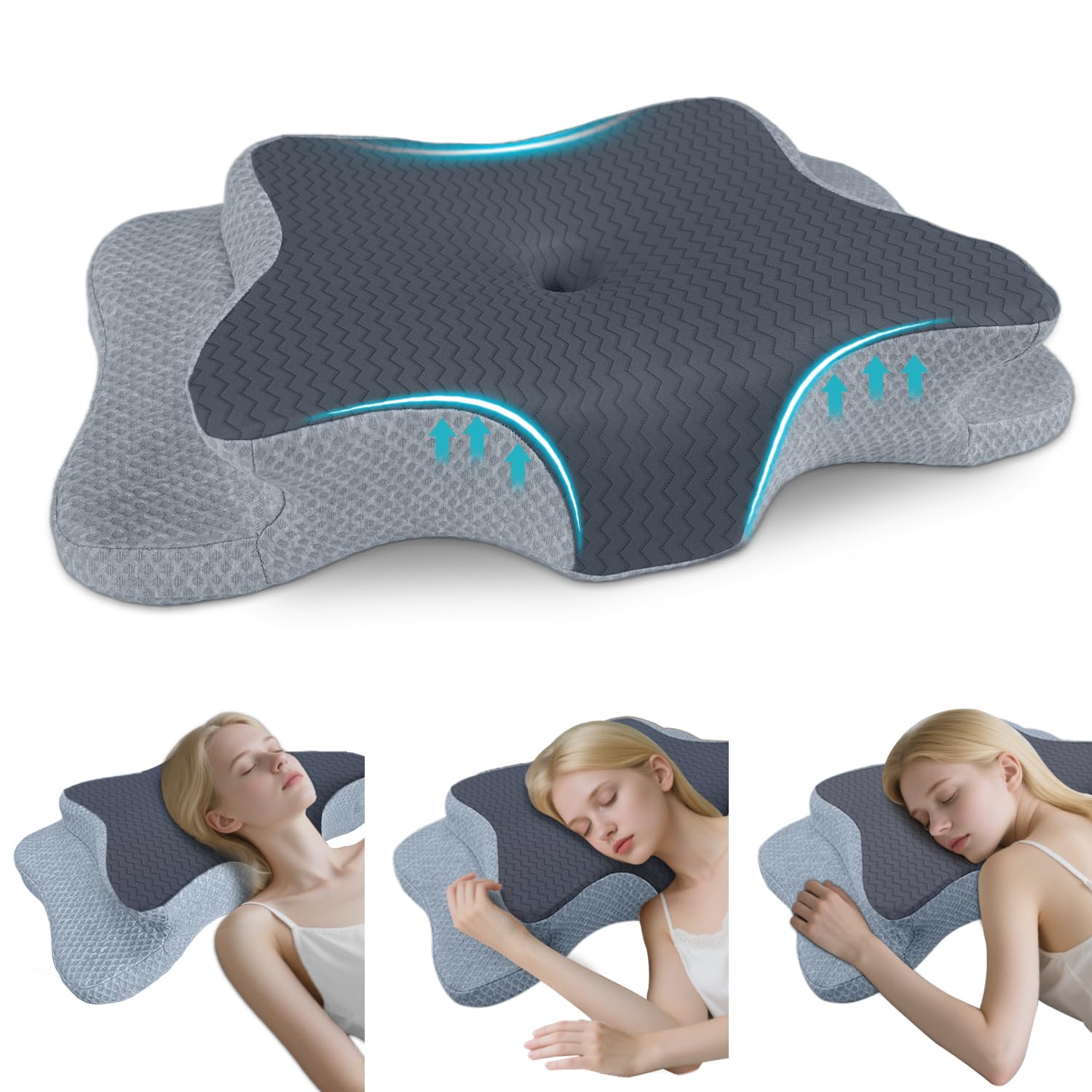 Photo 1 of CHxxy Cervical Pillow for Neck Pain Relief, Memory Foam Pillows, Ergonomic Contour Bed Pillow, Soft for Side Sleep Stomach Sleeping and Back Sleepers