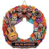 Wood Wreath, Day of the Dead Decoration, Home Party Decoration, Colorful Family Wreath Sign, Hanging Wall Decor, Porch Ornaments