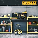 DEWALT DXSTAH025 Adjustable Height Stool with Steel Frame & Storage Shelf view 2