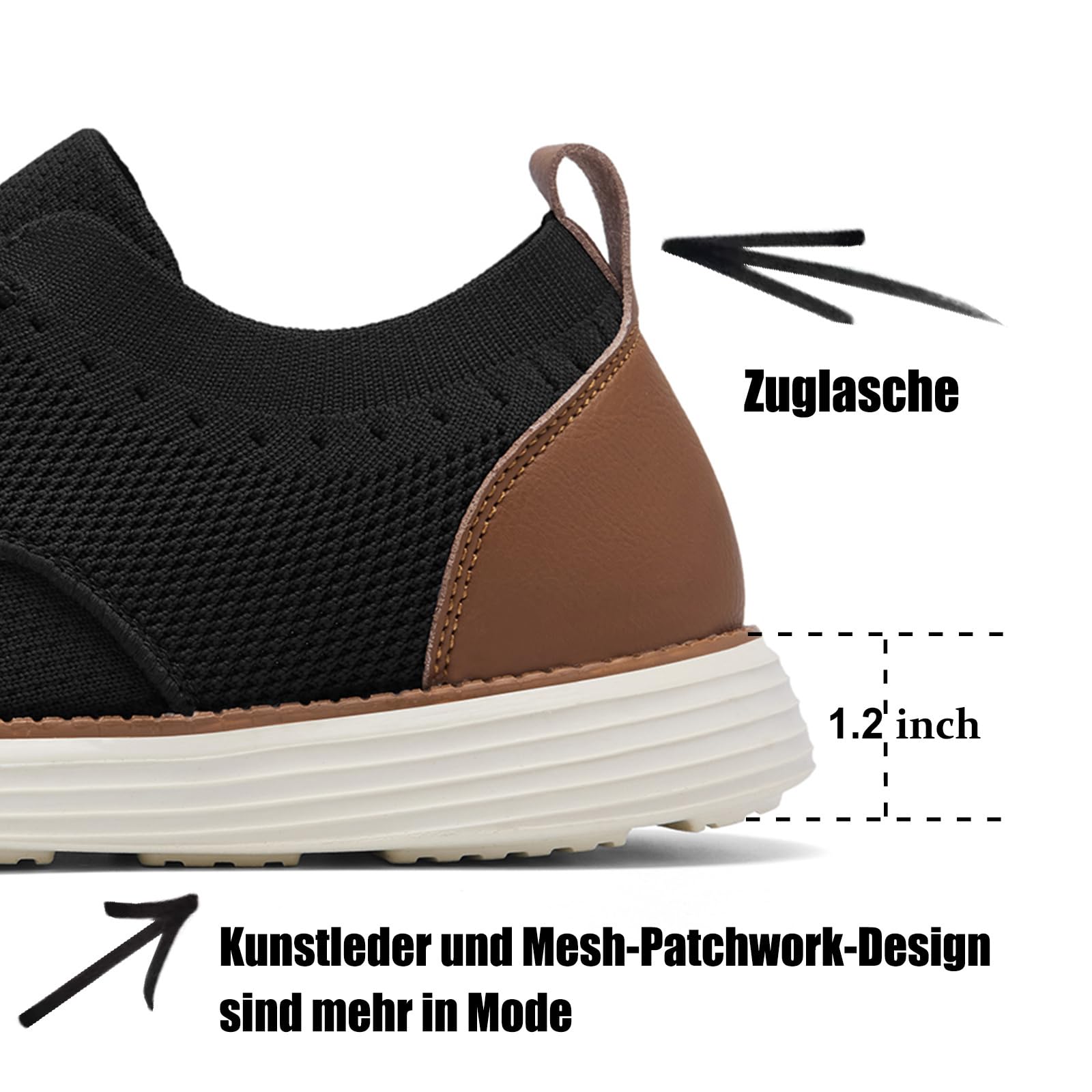 SHULOOK Herren Atmungsaktive Gestrickte Sneakers Leichte (Schwarz 44.5) 5