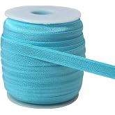 JESEP YONG 3/8" Blue Satin Elastic Band 36yd - Shiny Thin Stretch | 10mm stretchy flat ribbon for hair ties, headbands,bra straps,lingerie, dresses,jewelry and DIY sewing trim