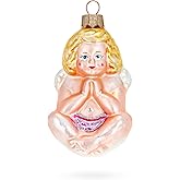 Cherub Angel in Prayer Glass Christmas Ornament