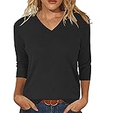 JomeDesign Womens Sweaters 3/4 Sleeve Pullover Tops V Neck Blouses Business Casual Fashion Clothes
