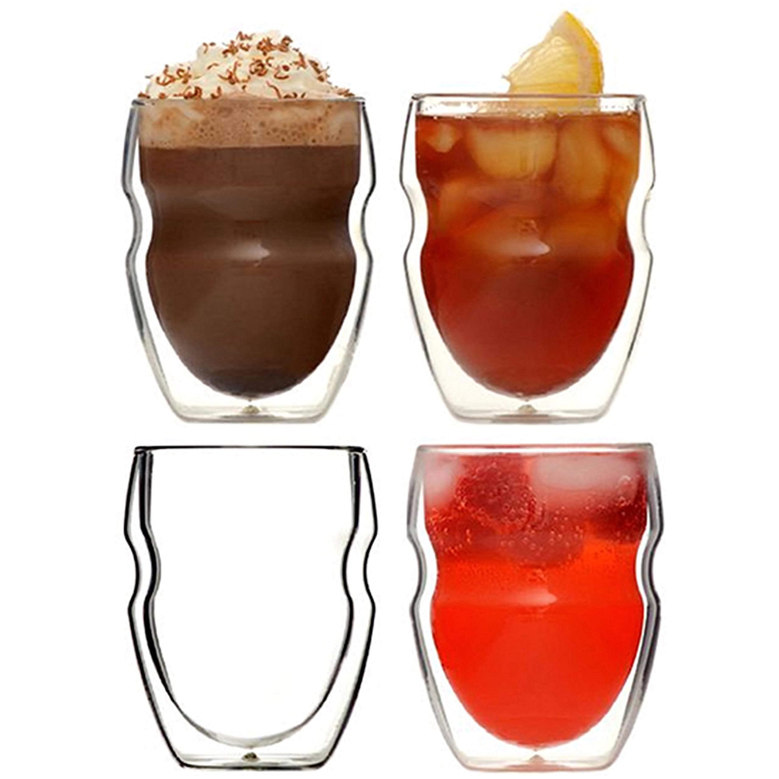 Ozeri Serafino Double Wall 8 oz Beverage & Coffee Glasses - Set of 4 Insulated Drinking Glasses