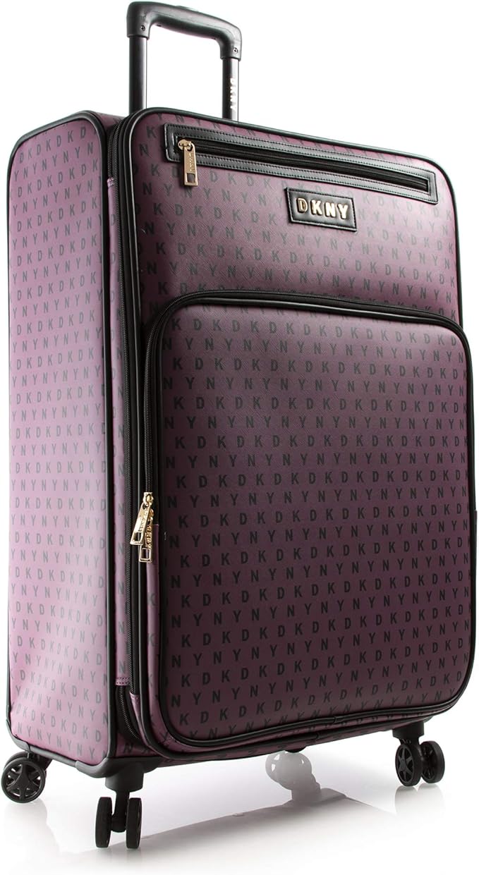 DKNY Expandable Signature Gems Softside Spinner Luggage, Deep Purple, 28 Inch