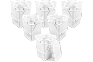ePackageSupply 4 Gallon Square Bucket with Lid & Plastic Handles, Food Storage Pail, Heavy Duty & Durable, HDPE BPA Free (6)