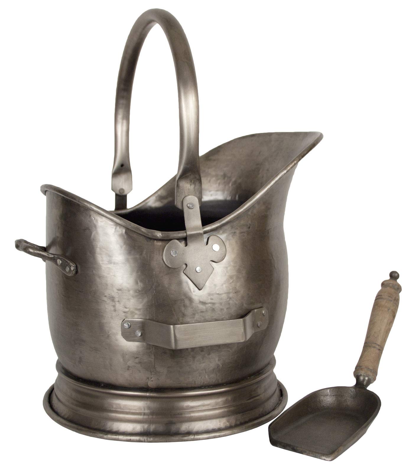 Middle-England 45cm Heavy Duty Large Coal Scuttle Bucket Hod with Shovel Antique Pewter Finish Fireplace Accessory