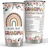 SANDJEST Grandma Tumbler 20oz Nana Cup Grandma Nutrition Facts Stainless Steel Insulated Tumblers Coffee Travel Mug Gifts for Mothers Day Birthday Christmas