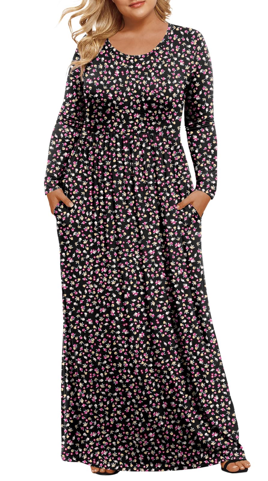LONGYUAN Womens Long Sleeve Casual Dresses Plus