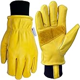 Hocoi Moa Insulated Leather Work Gloves for Men, Windproof Cowhide Winter Work Gloves for Driving Working, Water Resistant